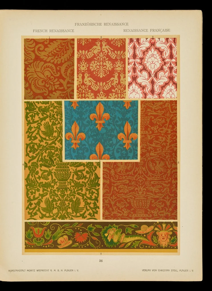 An illustration from Stil-Lehre für farbige Flächen-Verzierung und Gewebe-Musterung, 1909, leaf 126