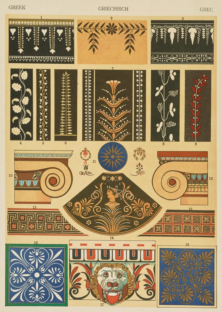An illustration from Stil-Lehre für farbige Flächen-Verzierung und Gewebe-Musterung, 1909, leaf 94