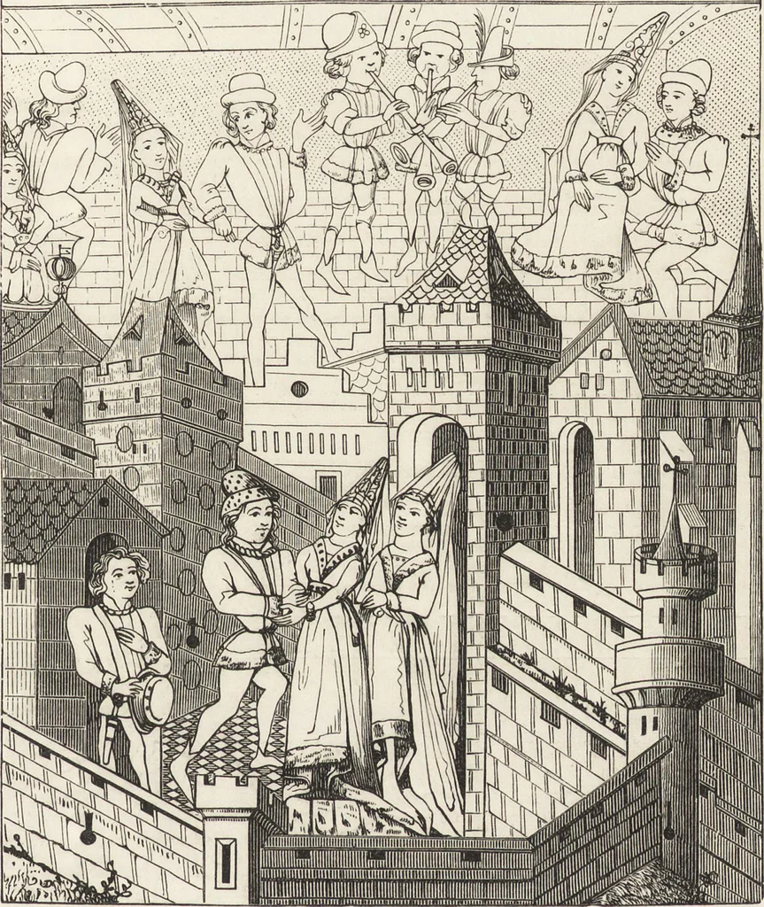 An illustration from Military and religious life in the Middle Ages and at the period of the Renaissance, 1870, leaf 202