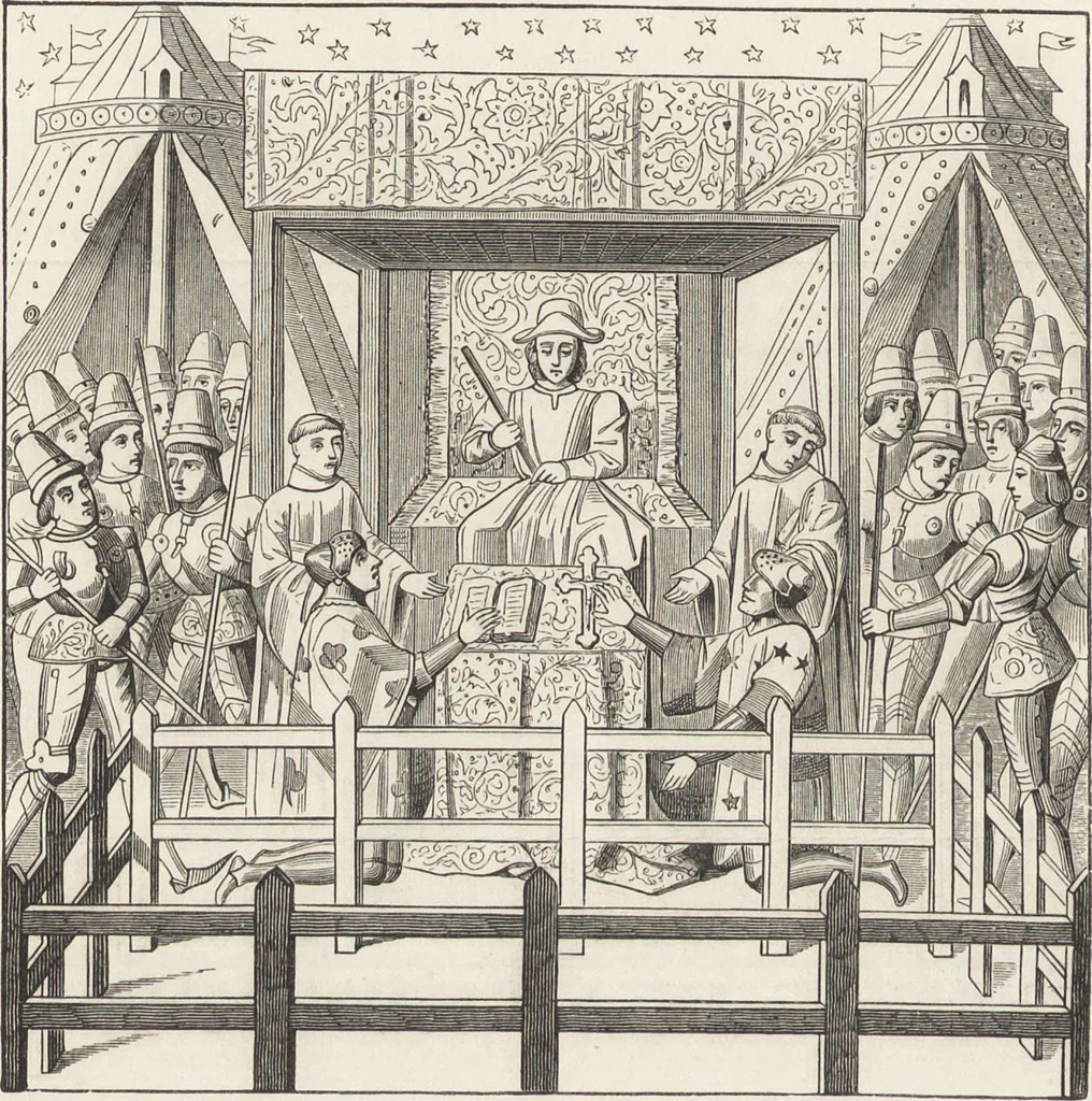An illustration from Military and religious life in the Middle Ages and at the period of the Renaissance, 1870, leaf 211