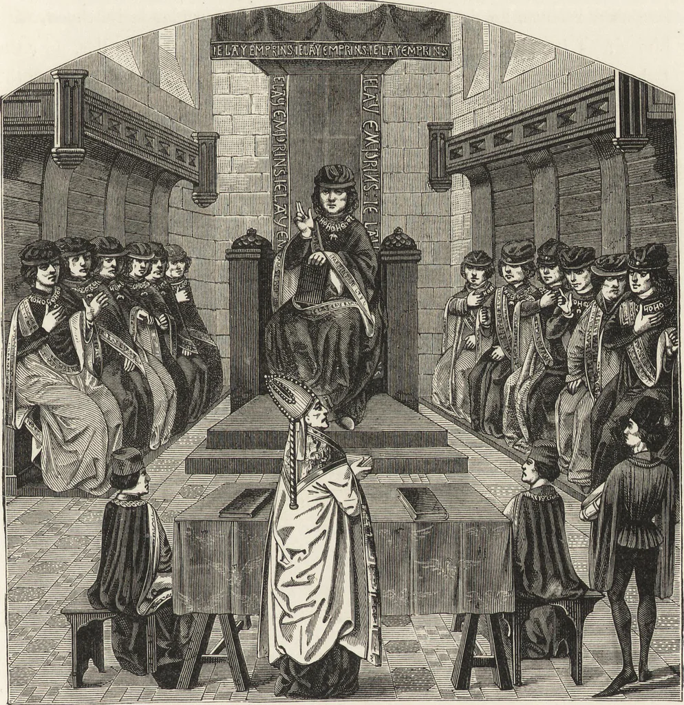 An illustration from Military and religious life in the Middle Ages and at the period of the Renaissance, 1870, leaf 258