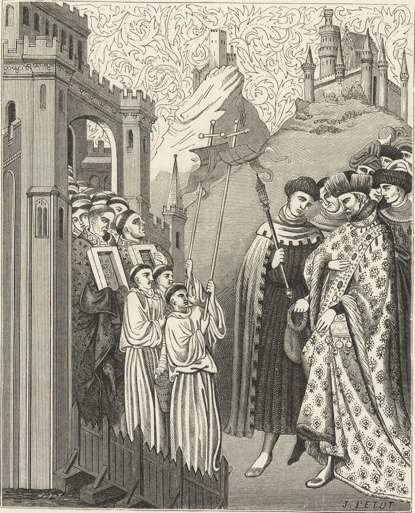 An illustration from Military and religious life in the Middle Ages and at the period of the Renaissance, 1870, leaf 403