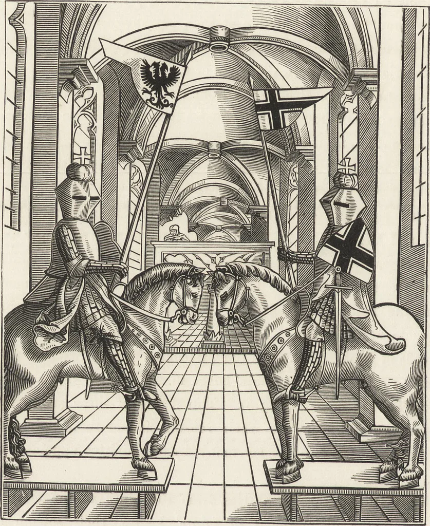 An illustration from Military and religious life in the Middle Ages and at the period of the Renaissance, 1870, leaf 465