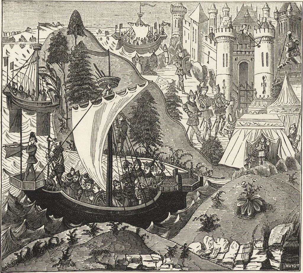An illustration from Military and religious life in the Middle Ages and at the period of the Renaissance, 1870, leaf 87