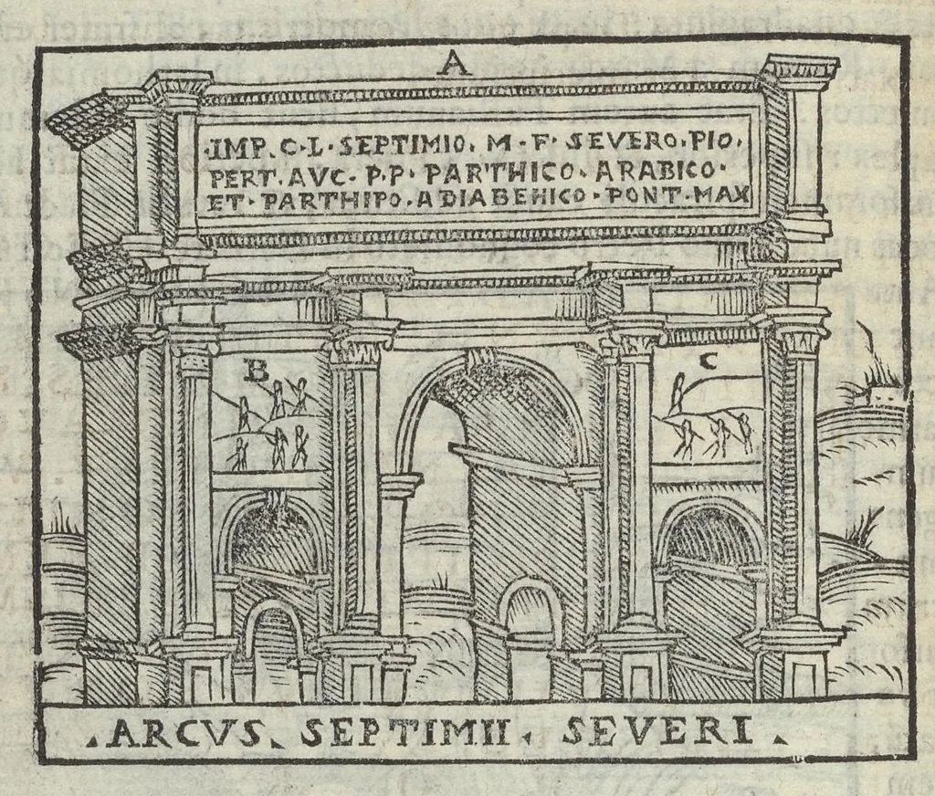An illustration from Bartholomaei Marliani Vrbis Romae topographia; accvrate', tvm ex vetervm, tum etiam recentiorum fontibus hausta,, 1588, leaf 109