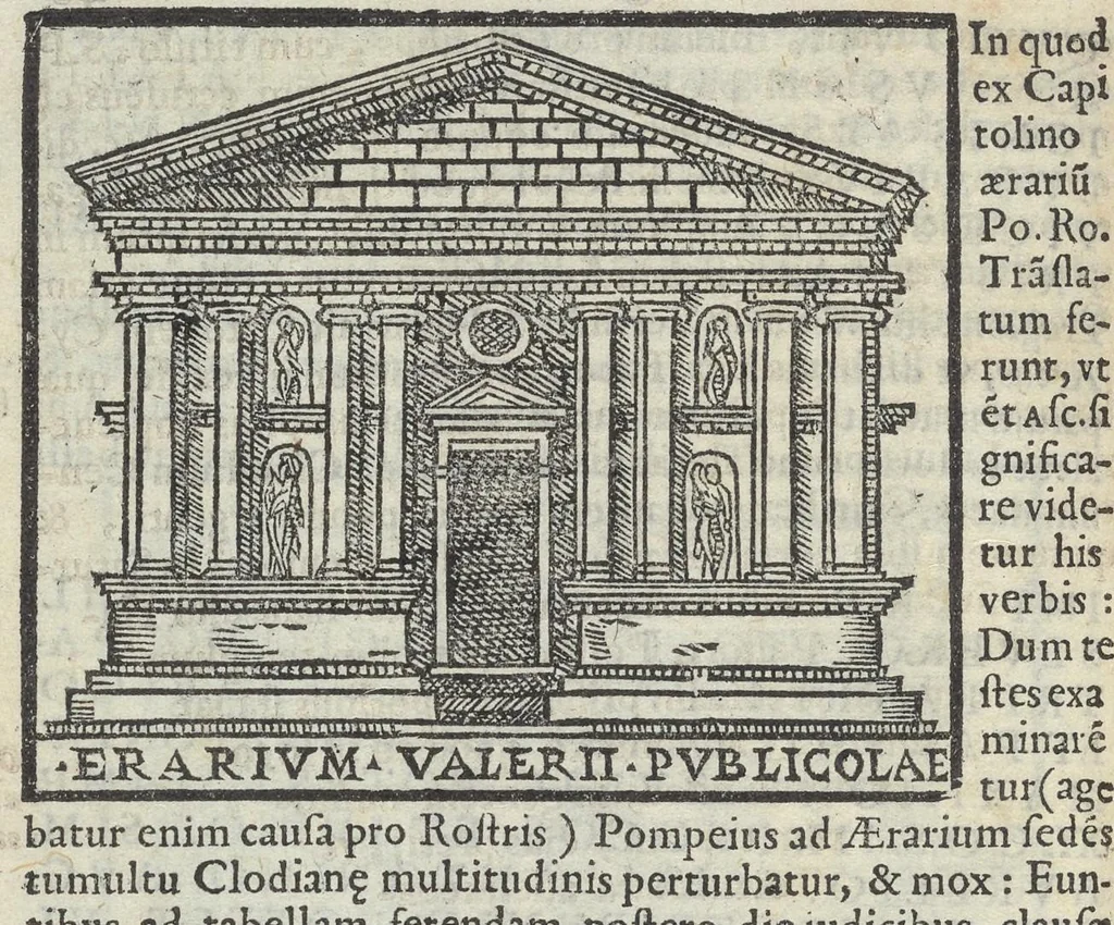An illustration from Bartholomaei Marliani Vrbis Romae topographia; accvrate', tvm ex vetervm, tum etiam recentiorum fontibus hausta,, 1588, leaf 111
