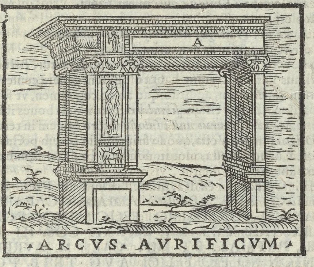 An illustration from Bartholomaei Marliani Vrbis Romae topographia; accvrate', tvm ex vetervm, tum etiam recentiorum fontibus hausta,, 1588, leaf 134