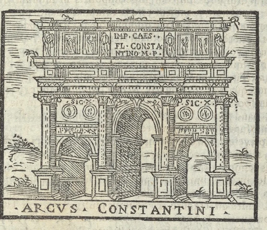 An illustration from Bartholomaei Marliani Vrbis Romae topographia; accvrate', tvm ex vetervm, tum etiam recentiorum fontibus hausta,, 1588, leaf 156