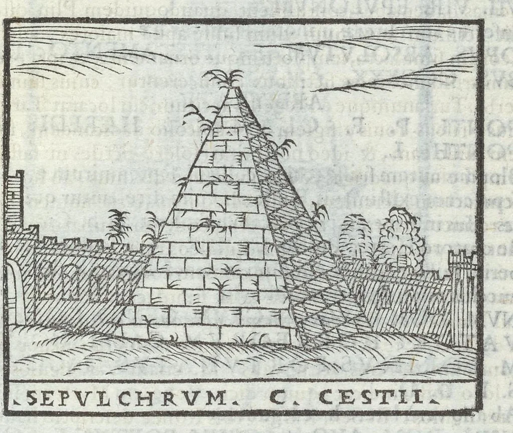 An illustration from Bartholomaei Marliani Vrbis Romae topographia; accvrate', tvm ex vetervm, tum etiam recentiorum fontibus hausta,, 1588, leaf 184