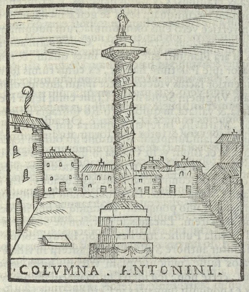 An illustration from Bartholomaei Marliani Vrbis Romae topographia; accvrate', tvm ex vetervm, tum etiam recentiorum fontibus hausta,, 1588, leaf 244