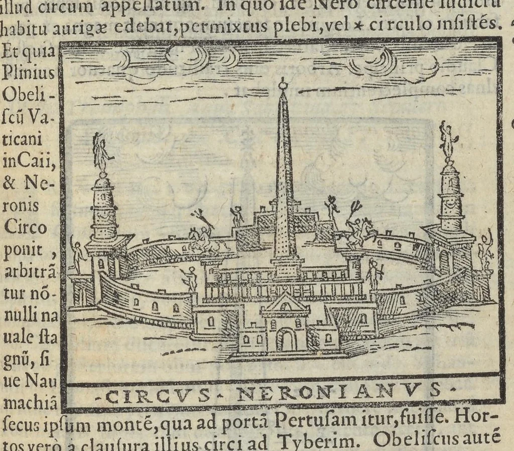 An illustration from Bartholomaei Marliani Vrbis Romae topographia; accvrate', tvm ex vetervm, tum etiam recentiorum fontibus hausta,, 1588, leaf 274