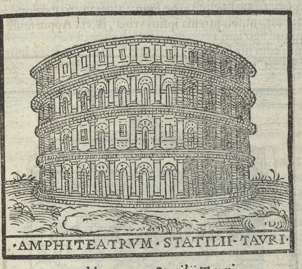 An illustration from Bartholomaei Marliani Vrbis Romae topographia; accvrate', tvm ex vetervm, tum etiam recentiorum fontibus hausta,, 1588, leaf 312