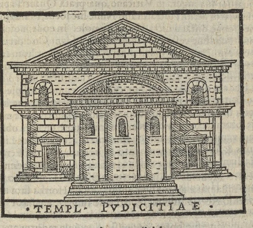 An illustration from Bartholomaei Marliani Vrbis Romae topographia; accvrate', tvm ex vetervm, tum etiam recentiorum fontibus hausta,, 1588, leaf 342