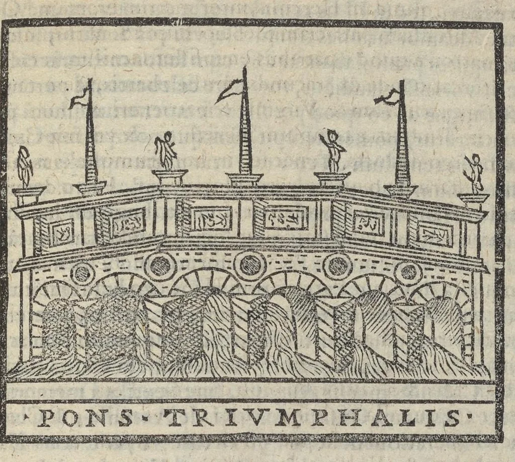 An illustration from Bartholomaei Marliani Vrbis Romae topographia; accvrate', tvm ex vetervm, tum etiam recentiorum fontibus hausta,, 1588, leaf 344