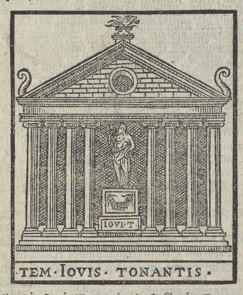 An illustration from Bartholomaei Marliani Vrbis Romae topographia; accvrate', tvm ex vetervm, tum etiam recentiorum fontibus hausta,, 1588, leaf 52