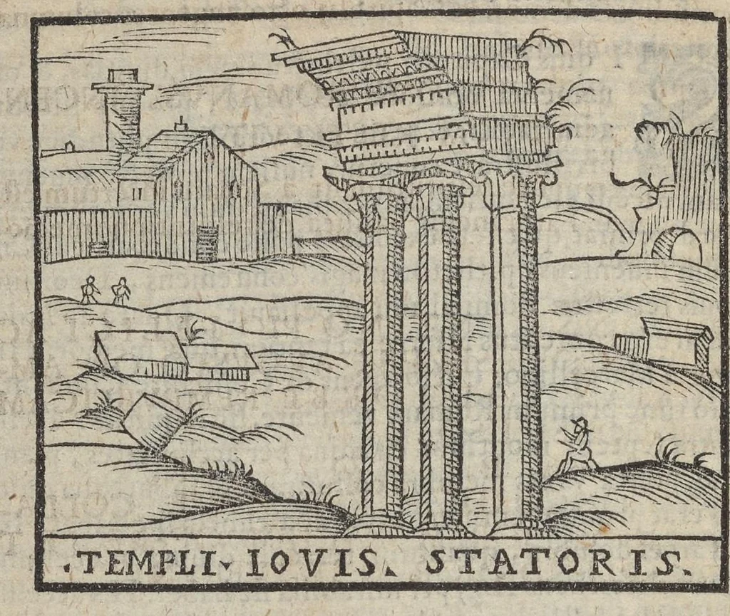 An illustration from Bartholomaei Marliani Vrbis Romae topographia; accvrate', tvm ex vetervm, tum etiam recentiorum fontibus hausta,, 1588, leaf 73