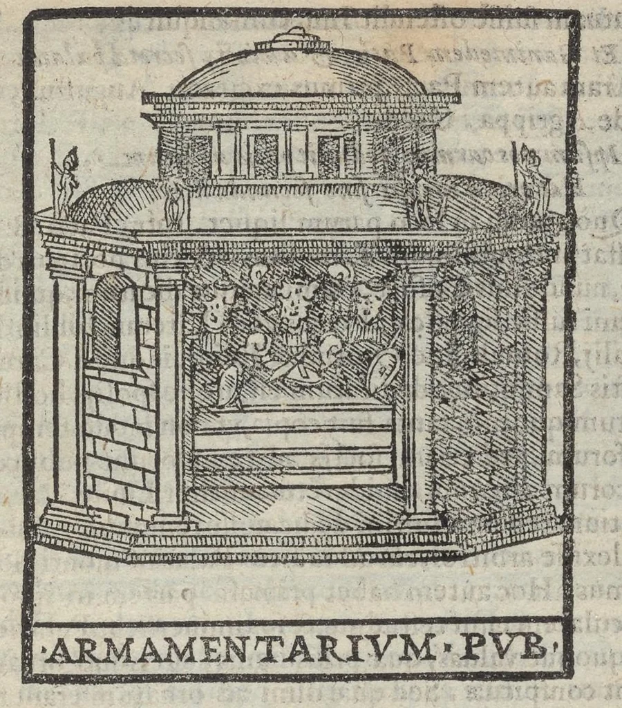An illustration from Bartholomaei Marliani Vrbis Romae topographia; accvrate', tvm ex vetervm, tum etiam recentiorum fontibus hausta,, 1588, leaf 96