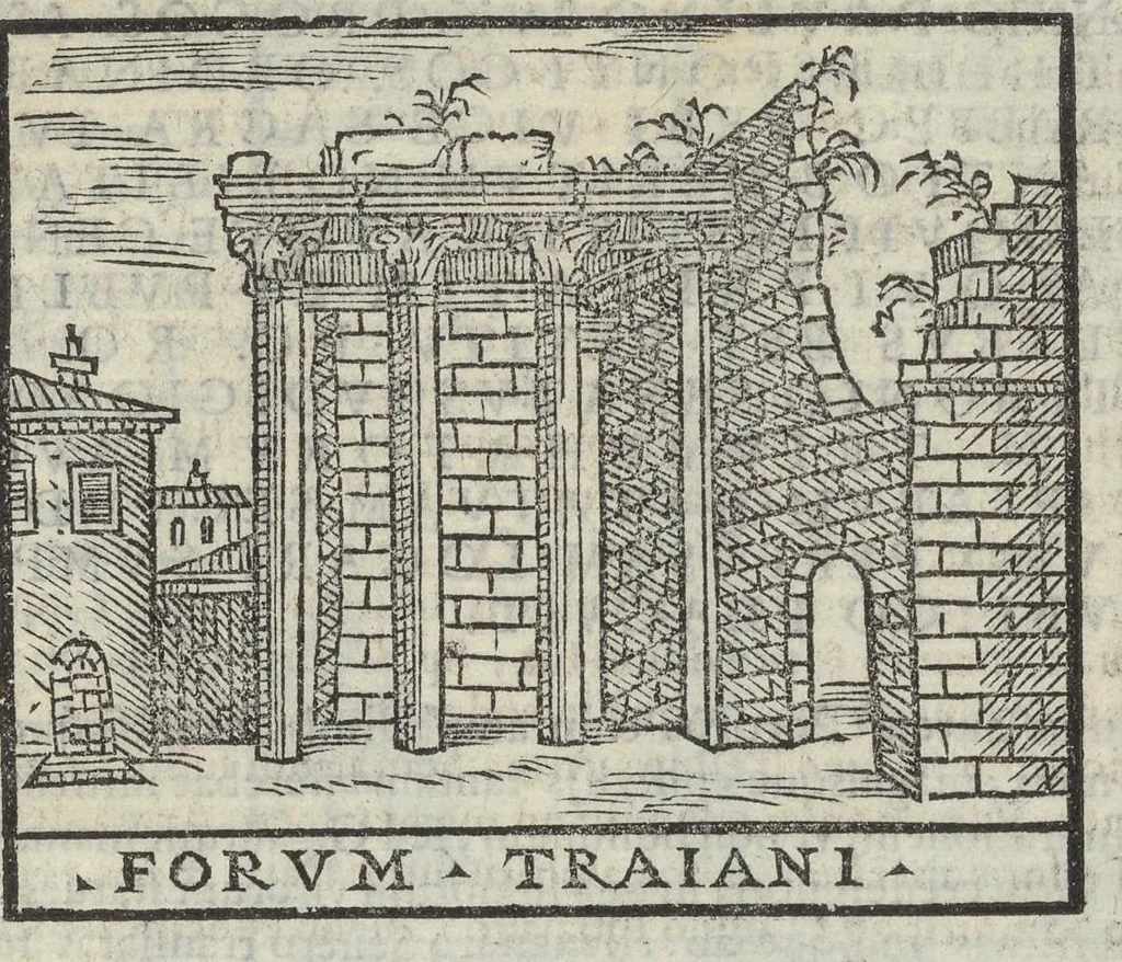 An illustration from Bartholomaei Marliani Vrbis Romae topographia; accvrate', tvm ex vetervm, tum etiam recentiorum fontibus hausta,, 1588, leaf 98