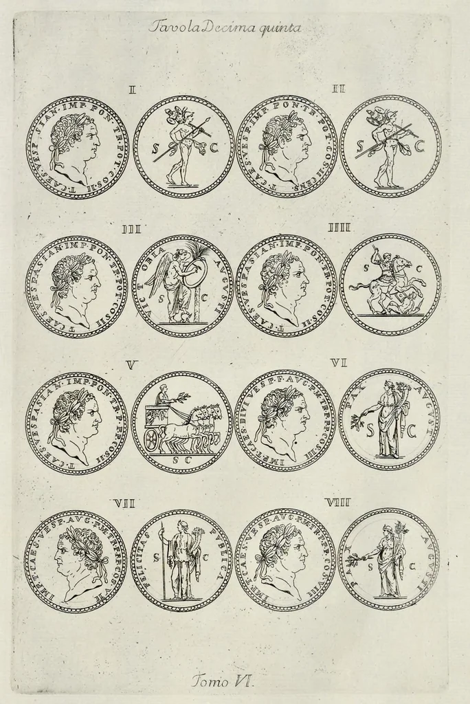 An illustration from I Cesari in oro, raccolti nel Farnese Museo e pubblicati colle loro congrue interpretazioni : tomo primo[-decimo], 1694, leaf 235