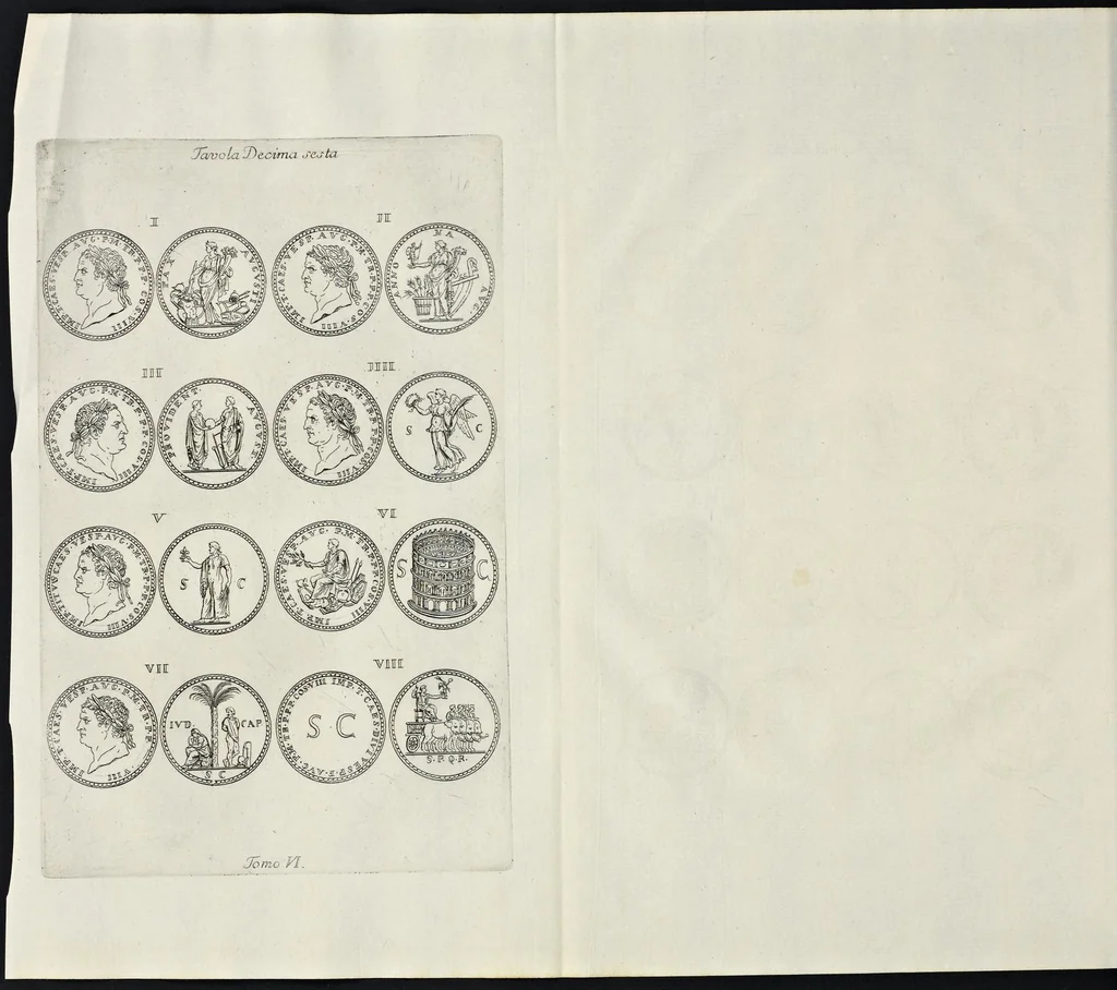 An illustration from I Cesari in oro, raccolti nel Farnese Museo e pubblicati colle loro congrue interpretazioni : tomo primo[-decimo], 1694, leaf 245