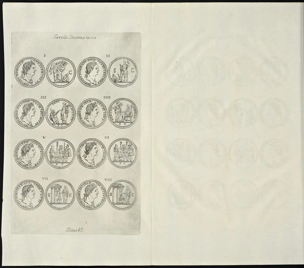An illustration from I Cesari in oro, raccolti nel Farnese Museo e pubblicati colle loro congrue interpretazioni : tomo primo[-decimo], 1694, leaf 269