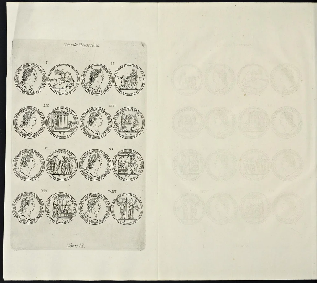 An illustration from I Cesari in oro, raccolti nel Farnese Museo e pubblicati colle loro congrue interpretazioni : tomo primo[-decimo], 1694, leaf 277