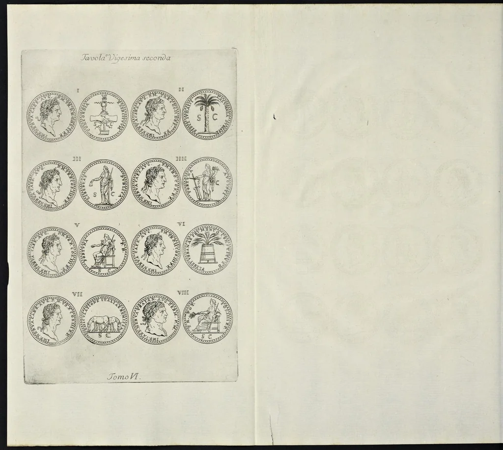An illustration from I Cesari in oro, raccolti nel Farnese Museo e pubblicati colle loro congrue interpretazioni : tomo primo[-decimo], 1694, leaf 297