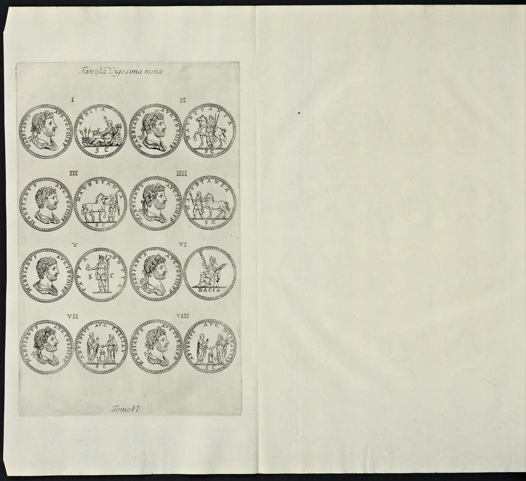 An illustration from I Cesari in oro, raccolti nel Farnese Museo e pubblicati colle loro congrue interpretazioni : tomo primo[-decimo], 1694, leaf 367