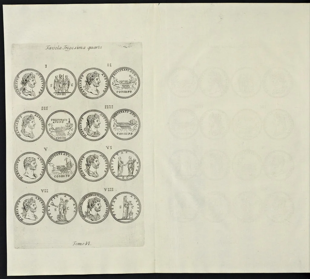 An illustration from I Cesari in oro, raccolti nel Farnese Museo e pubblicati colle loro congrue interpretazioni : tomo primo[-decimo], 1694, leaf 427