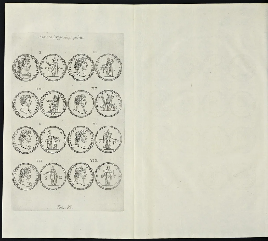 An illustration from I Cesari in oro, raccolti nel Farnese Museo e pubblicati colle loro congrue interpretazioni : tomo primo[-decimo], 1694, leaf 435