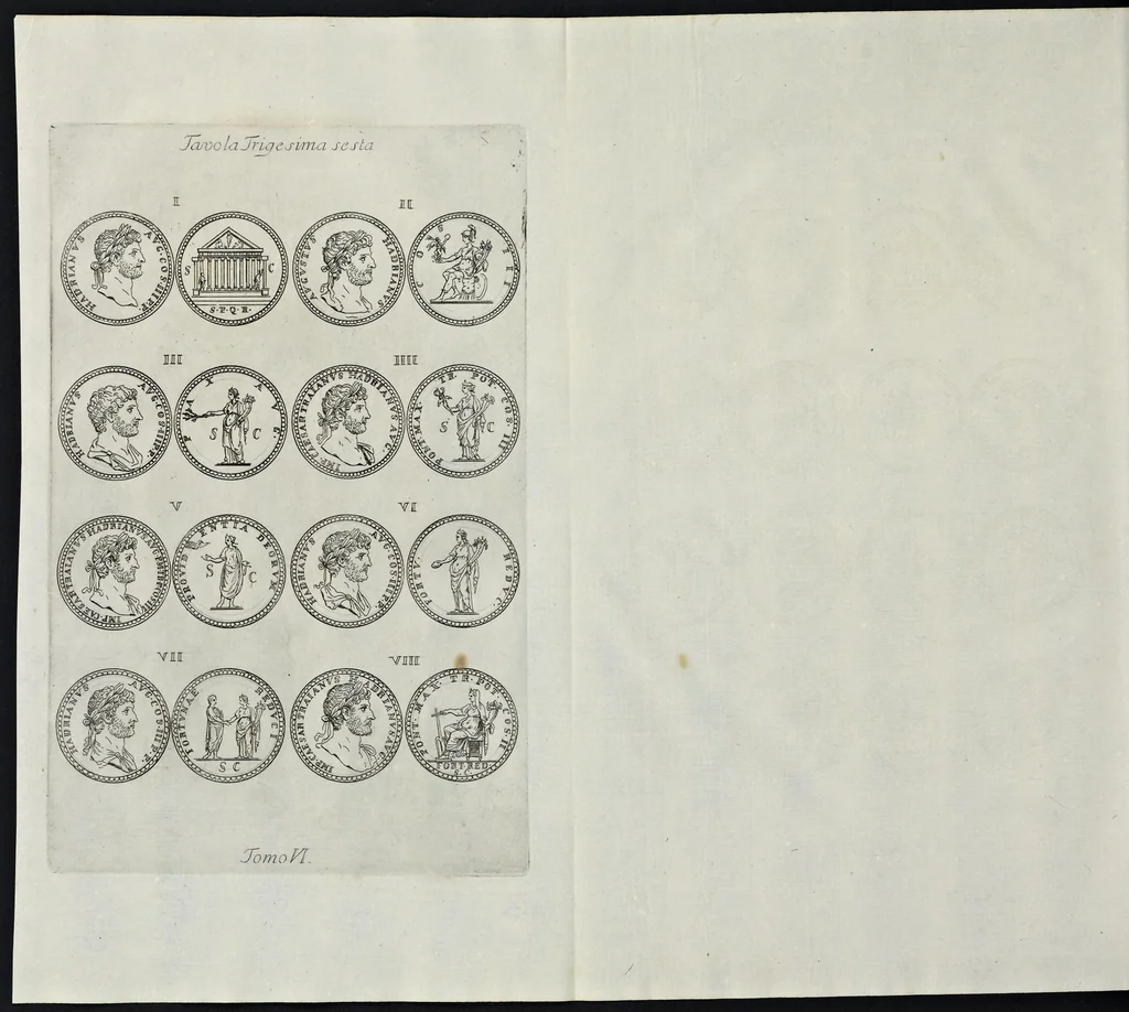 An illustration from I Cesari in oro, raccolti nel Farnese Museo e pubblicati colle loro congrue interpretazioni : tomo primo[-decimo], 1694, leaf 445