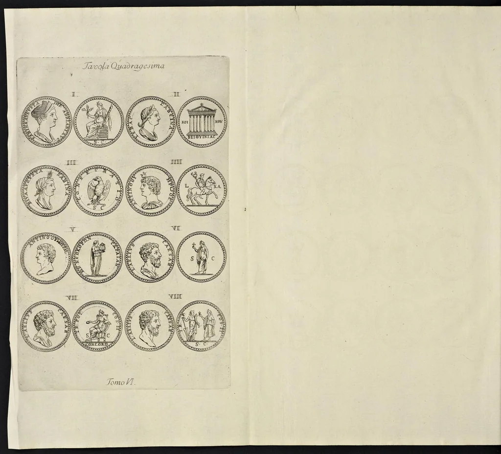 An illustration from I Cesari in oro, raccolti nel Farnese Museo e pubblicati colle loro congrue interpretazioni : tomo primo[-decimo], 1694, leaf 509