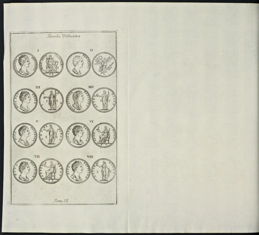 An illustration from I Cesari in oro, raccolti nel Farnese Museo e pubblicati colle loro congrue interpretazioni : tomo primo[-decimo], 1694, leaf 185