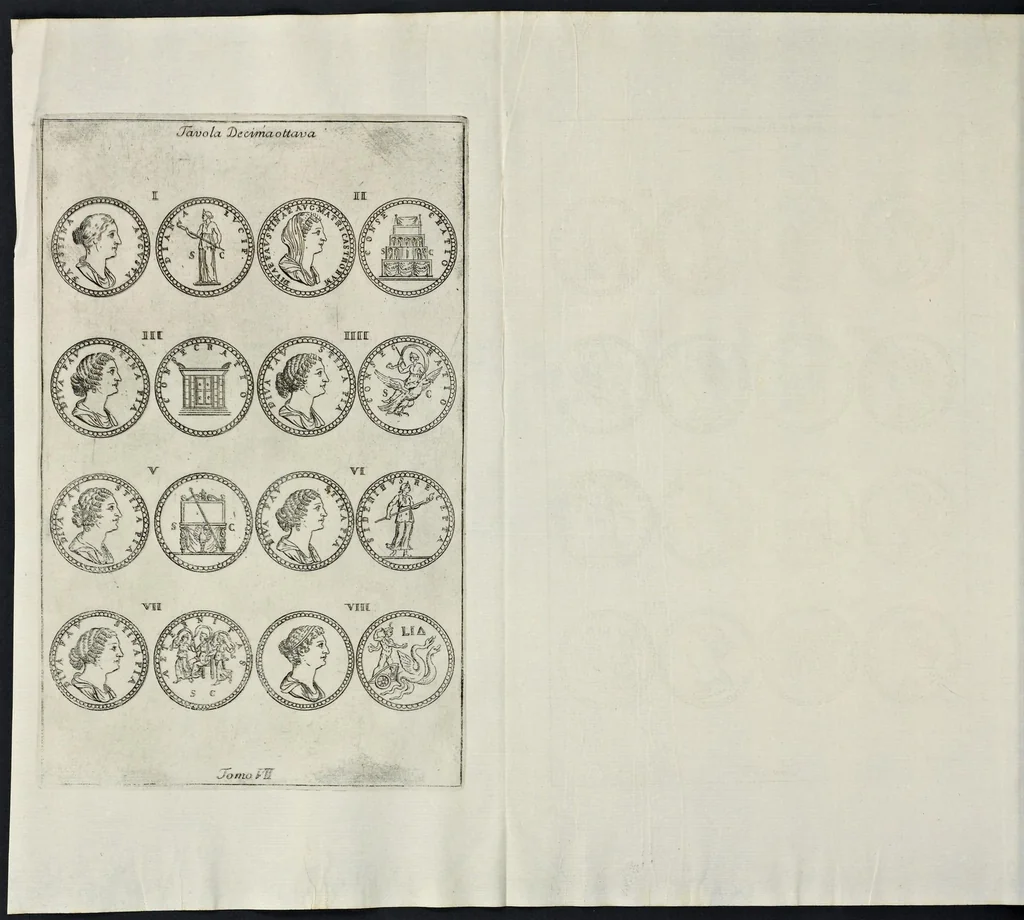 An illustration from I Cesari in oro, raccolti nel Farnese Museo e pubblicati colle loro congrue interpretazioni : tomo primo[-decimo], 1694, leaf 253