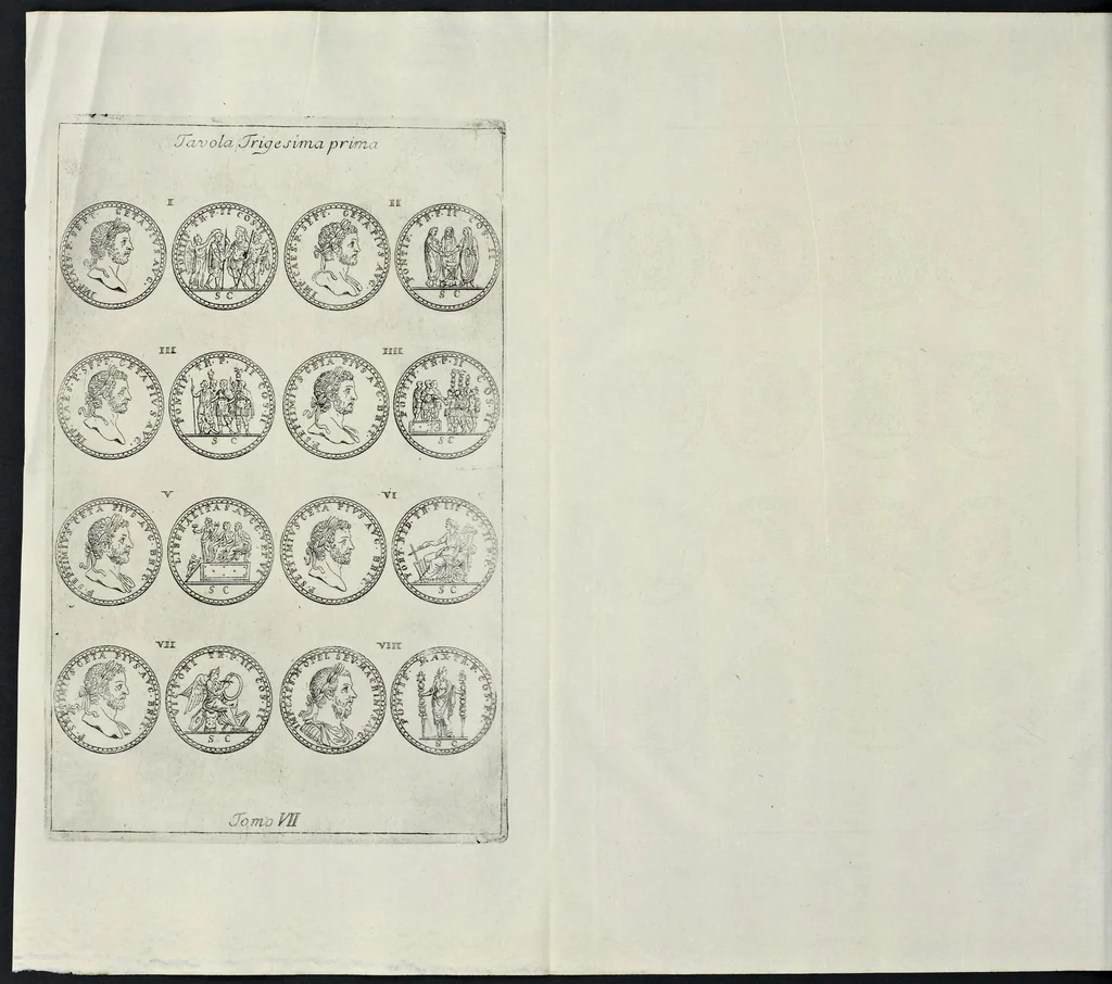 An illustration from I Cesari in oro, raccolti nel Farnese Museo e pubblicati colle loro congrue interpretazioni : tomo primo[-decimo], 1694, leaf 423
