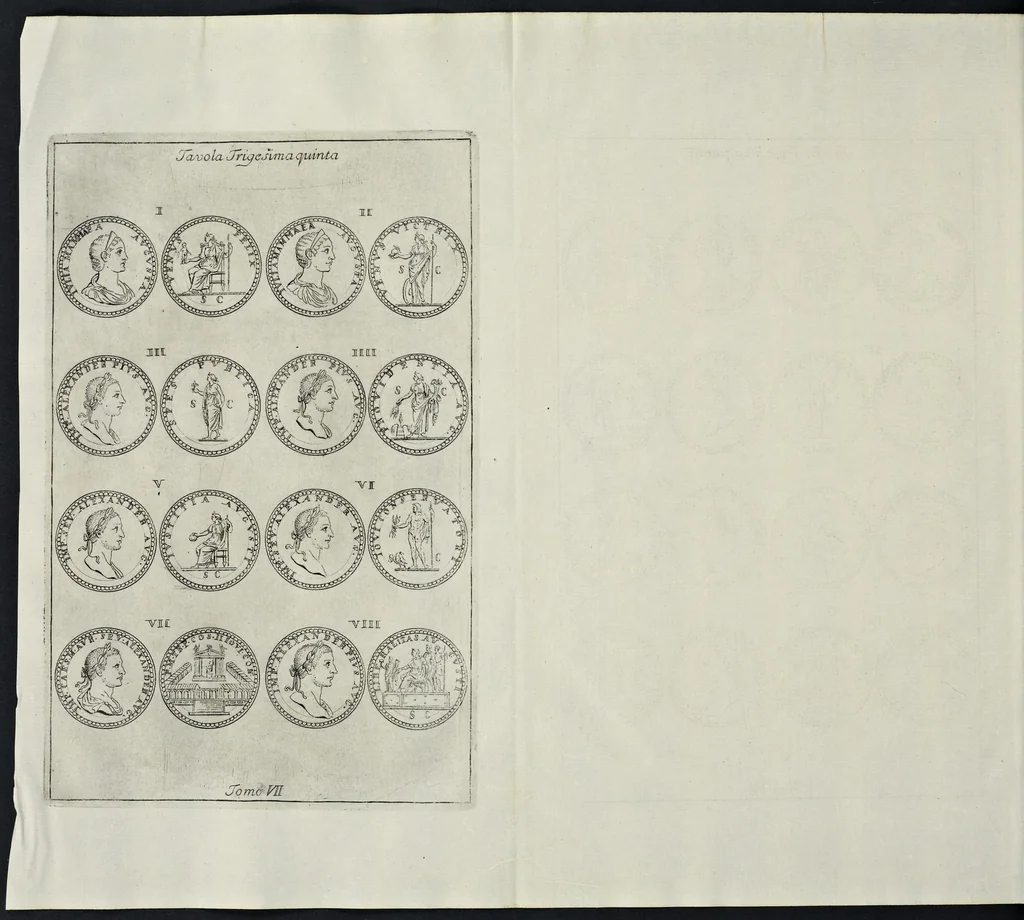 An illustration from I Cesari in oro, raccolti nel Farnese Museo e pubblicati colle loro congrue interpretazioni : tomo primo[-decimo], 1694, leaf 477