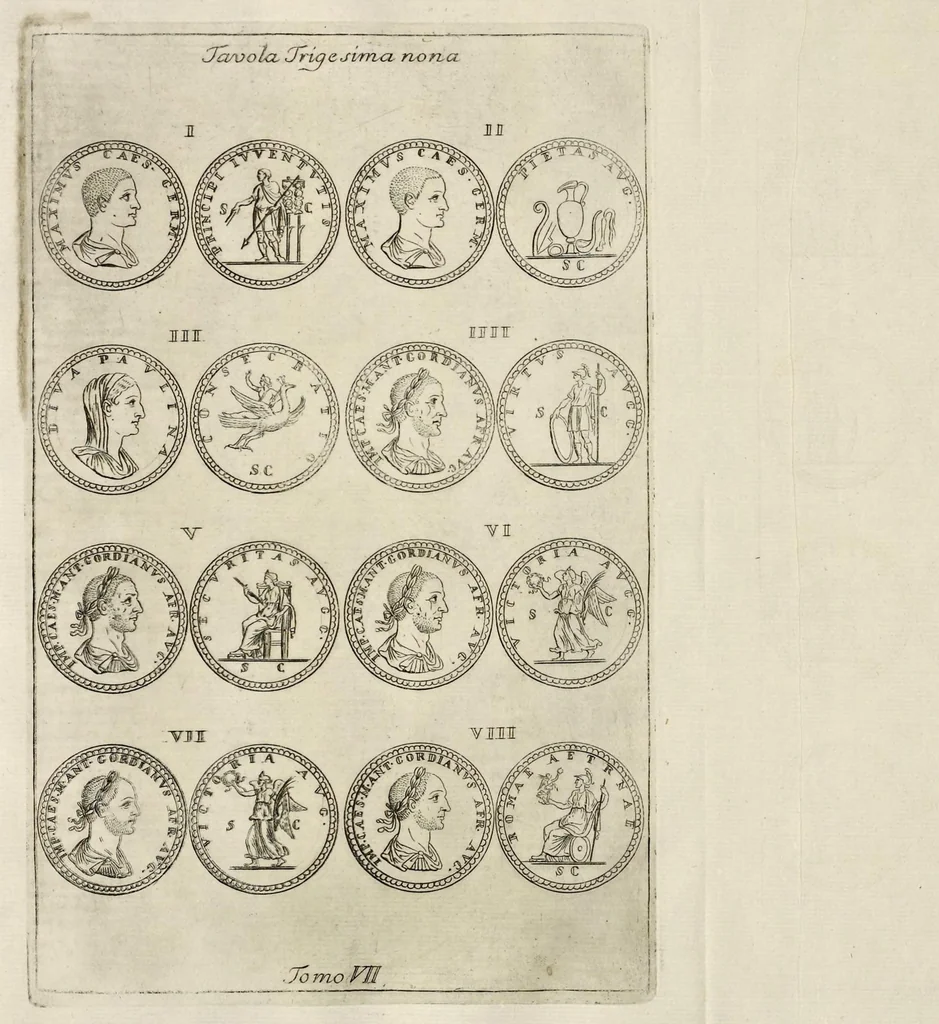 An illustration from I Cesari in oro, raccolti nel Farnese Museo e pubblicati colle loro congrue interpretazioni : tomo primo[-decimo], 1694, leaf 521