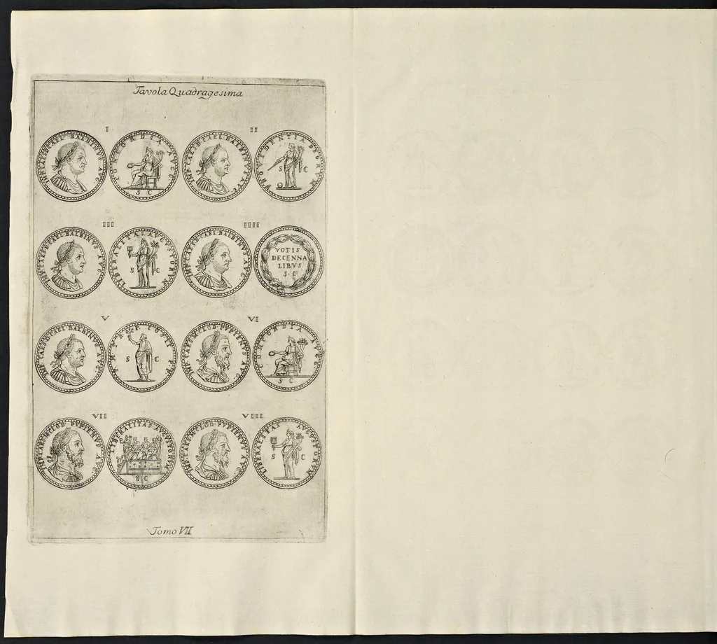 An illustration from I Cesari in oro, raccolti nel Farnese Museo e pubblicati colle loro congrue interpretazioni : tomo primo[-decimo], 1694, leaf 535