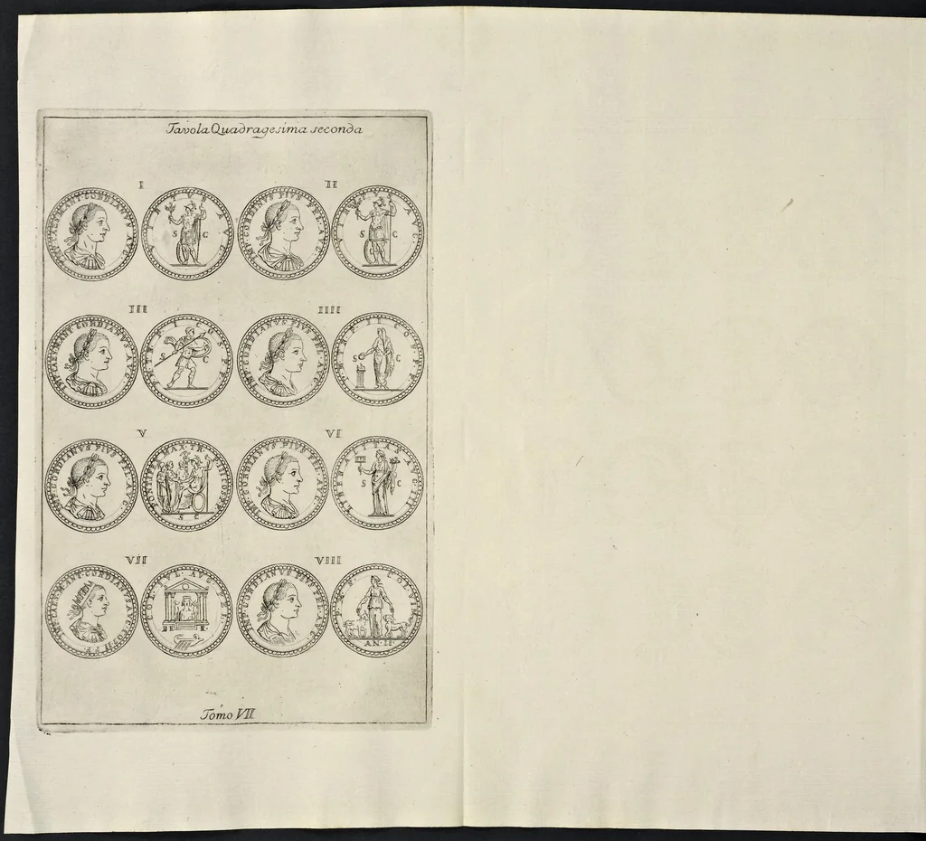 An illustration from I Cesari in oro, raccolti nel Farnese Museo e pubblicati colle loro congrue interpretazioni : tomo primo[-decimo], 1694, leaf 557