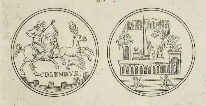 An illustration from I Cesari in oro, raccolti nel Farnese Museo e pubblicati colle loro congrue interpretazioni : tomo primo[-decimo], 1694, leaf 165
