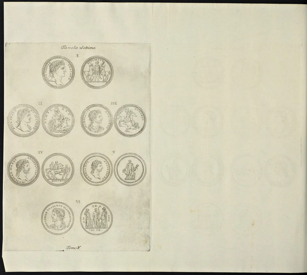 An illustration from I Cesari in oro, raccolti nel Farnese Museo e pubblicati colle loro congrue interpretazioni : tomo primo[-decimo], 1694, leaf 181