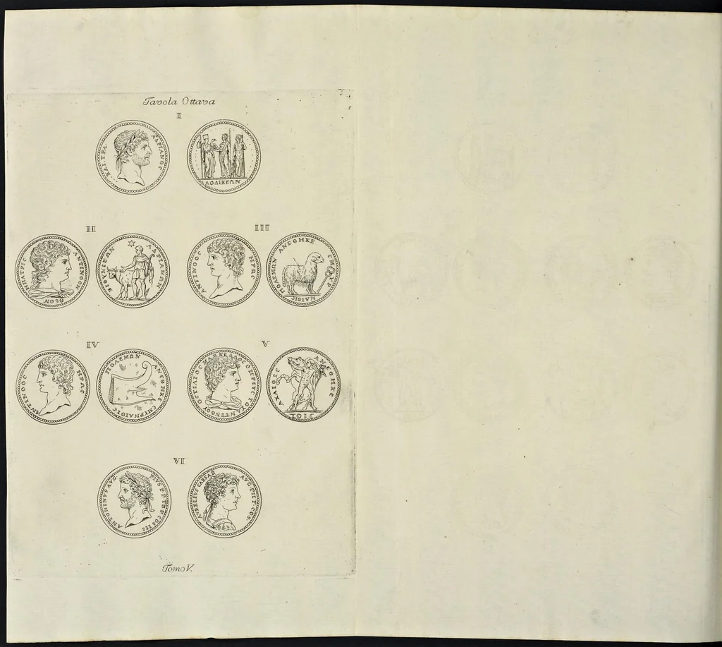 An illustration from I Cesari in oro, raccolti nel Farnese Museo e pubblicati colle loro congrue interpretazioni : tomo primo[-decimo], 1694, leaf 197