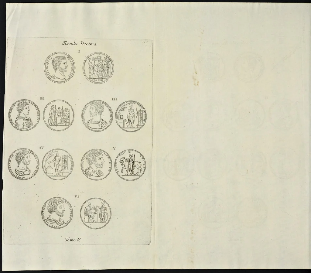 An illustration from I Cesari in oro, raccolti nel Farnese Museo e pubblicati colle loro congrue interpretazioni : tomo primo[-decimo], 1694, leaf 231