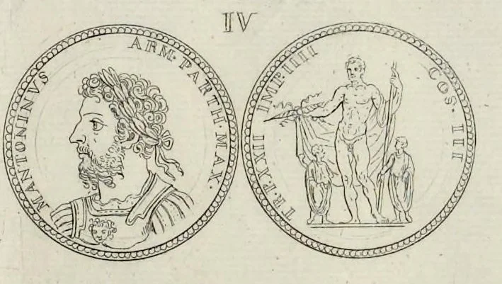 An illustration from I Cesari in oro, raccolti nel Farnese Museo e pubblicati colle loro congrue interpretazioni : tomo primo[-decimo], 1694, leaf 249