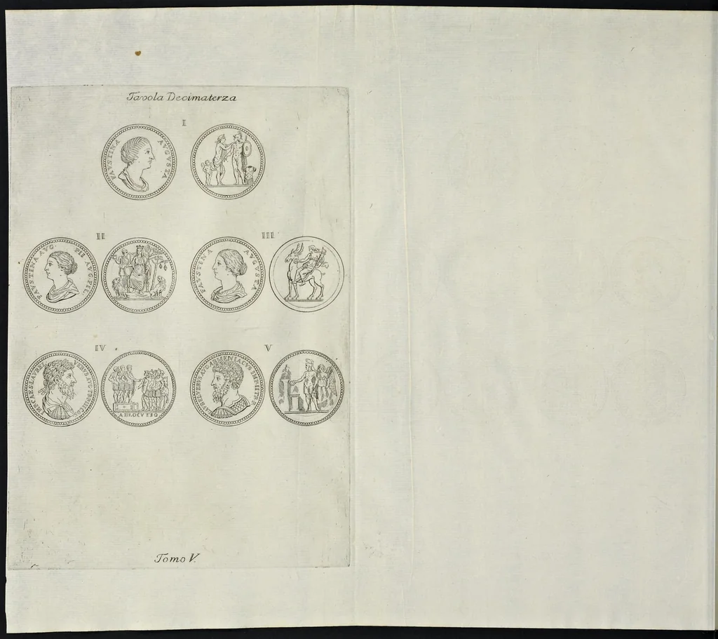 An illustration from I Cesari in oro, raccolti nel Farnese Museo e pubblicati colle loro congrue interpretazioni : tomo primo[-decimo], 1694, leaf 275