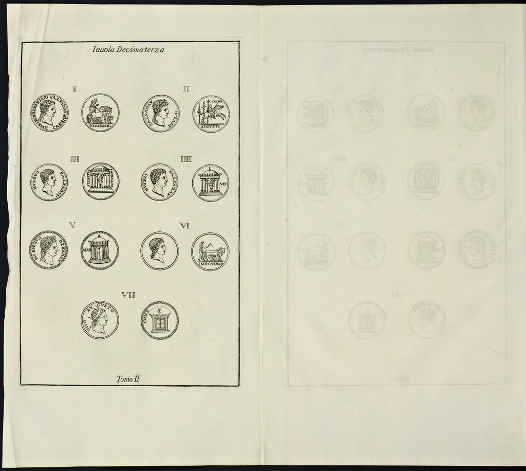 An illustration from I Cesari in oro, raccolti nel Farnese Museo e pubblicati colle loro congrue interpretazioni : tomo primo[-decimo], 1694, leaf 251