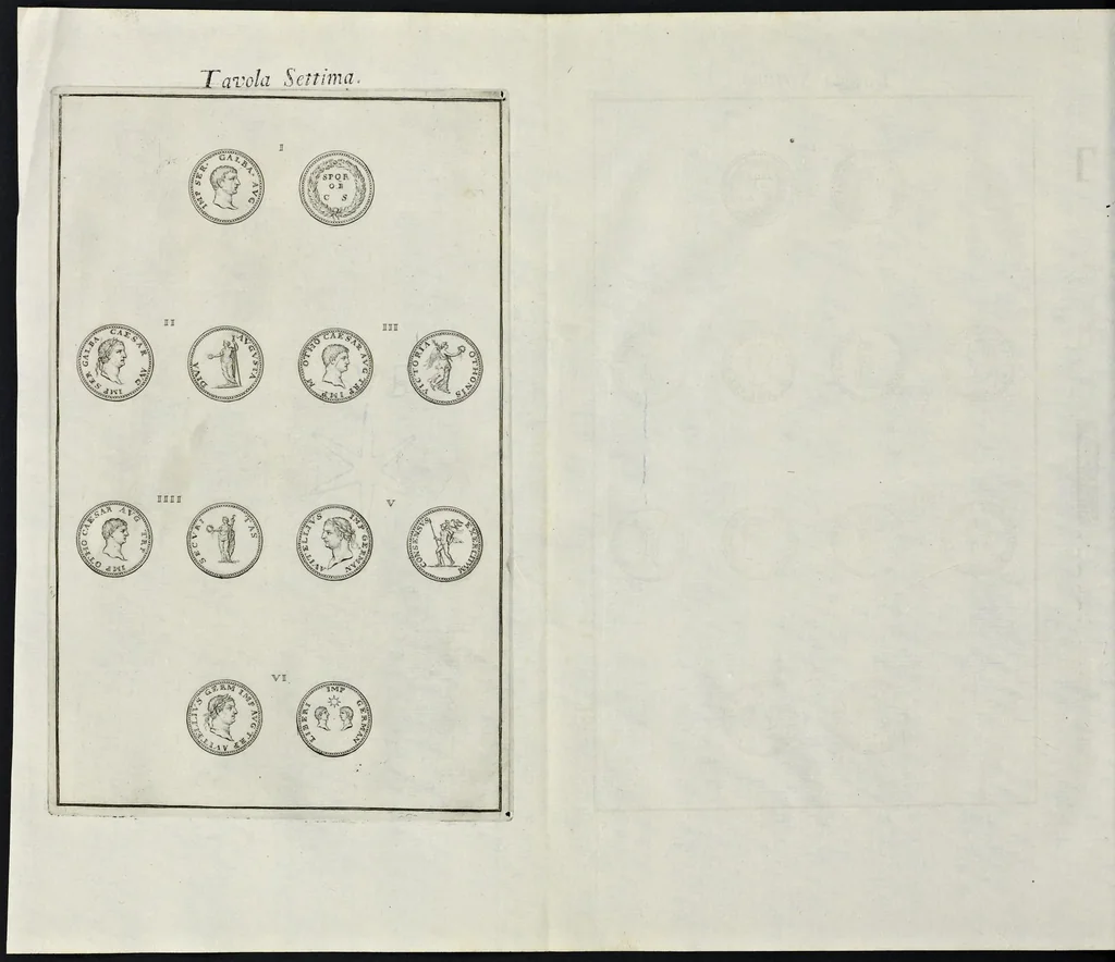 An illustration from I Cesari in oro, raccolti nel Farnese Museo e pubblicati colle loro congrue interpretazioni : tomo primo[-decimo], 1694, leaf 139
