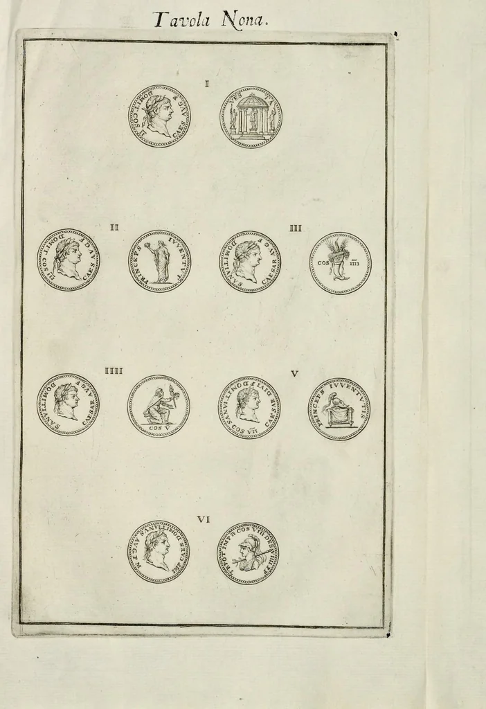 An illustration from I Cesari in oro, raccolti nel Farnese Museo e pubblicati colle loro congrue interpretazioni : tomo primo[-decimo], 1694, leaf 177