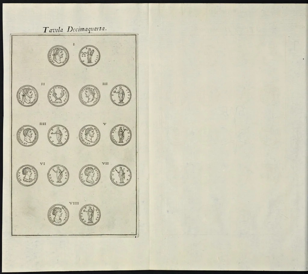 An illustration from I Cesari in oro, raccolti nel Farnese Museo e pubblicati colle loro congrue interpretazioni : tomo primo[-decimo], 1694, leaf 253