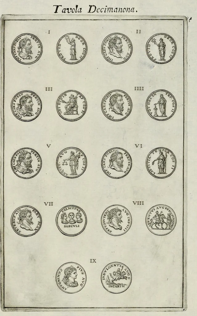An illustration from I Cesari in oro, raccolti nel Farnese Museo e pubblicati colle loro congrue interpretazioni : tomo primo[-decimo], 1694, leaf 329